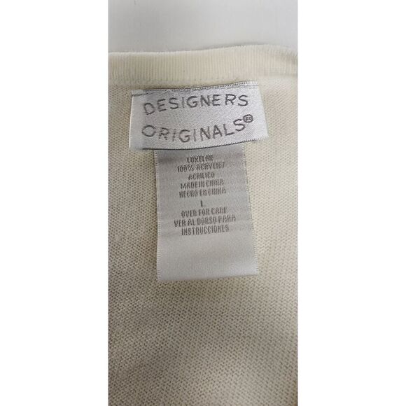 Vintage Designers Originals 2PC Cardigan Sweater  Size Large Color Cream - Picture 9 of 10